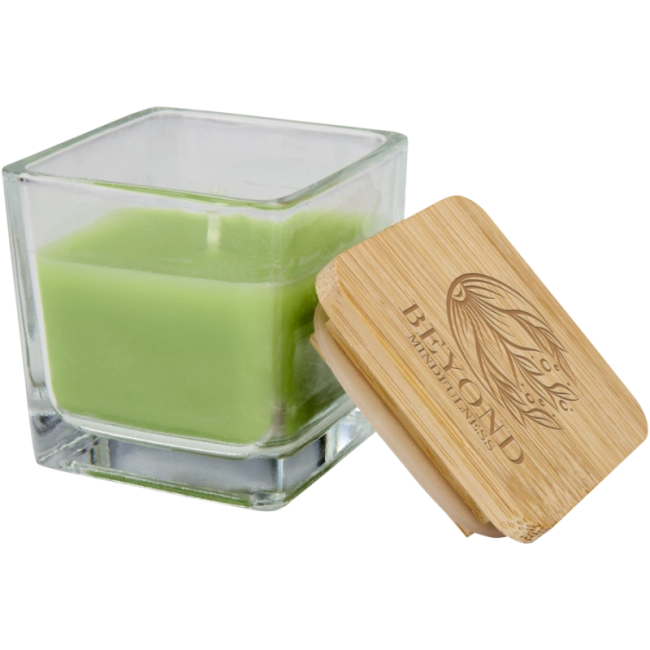 Bougie carrée avec couvercle en bambou Ambra 