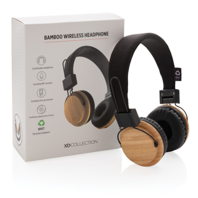 Casque audio personnalisé en bambou 