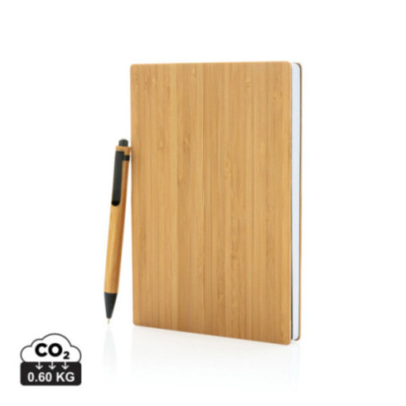 Set publicitaire carnet A5 et stylo en bambou 