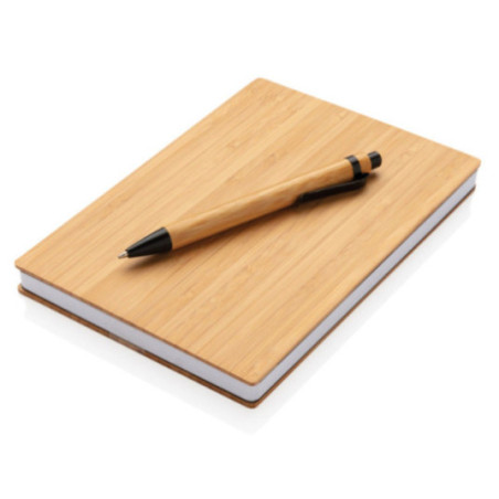 Set publicitaire carnet A5 et stylo en bambou 