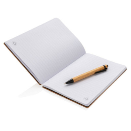 Set publicitaire carnet A5 et stylo en bambou 