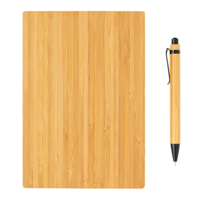 Set publicitaire carnet A5 et stylo en bambou 