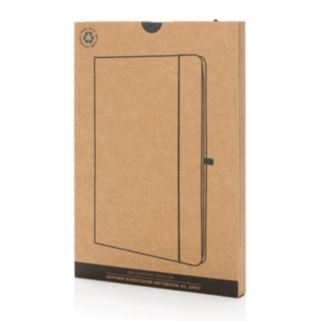 Carnet personnalisé A5 à couverture rigide en cuir recyclé 
