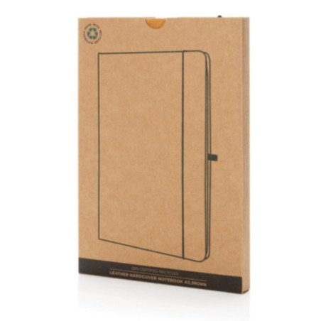 Carnet personnalisé A5 à couverture rigide en cuir recyclé 