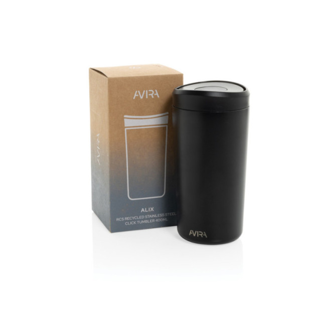 Mug de voyage personnalisé en acier recyclé Avira Alix 400ml 