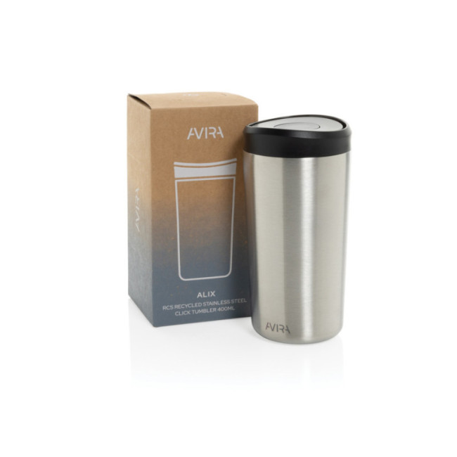 Mug de voyage personnalisé en acier recyclé Avira Alix 400ml 