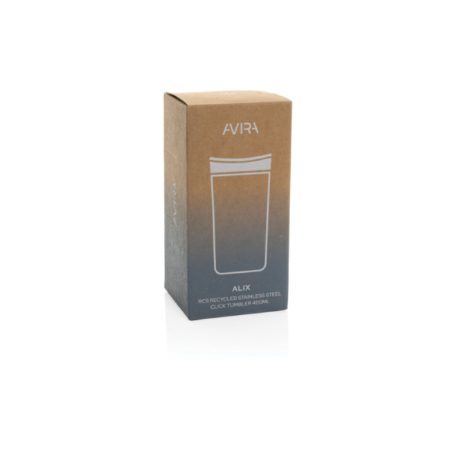 Mug de voyage personnalisé en acier recyclé Avira Alix 400ml 