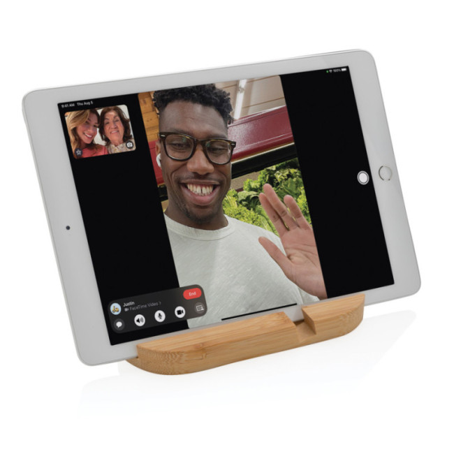 Support tablette ou téléphone personnalisé en bambou 