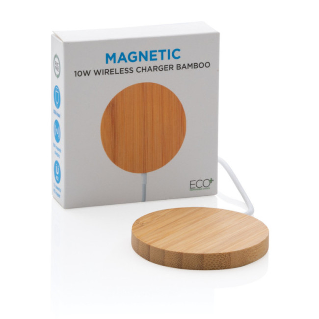 Chargeur magnétique sans fil personnalisé en bambou 10W 