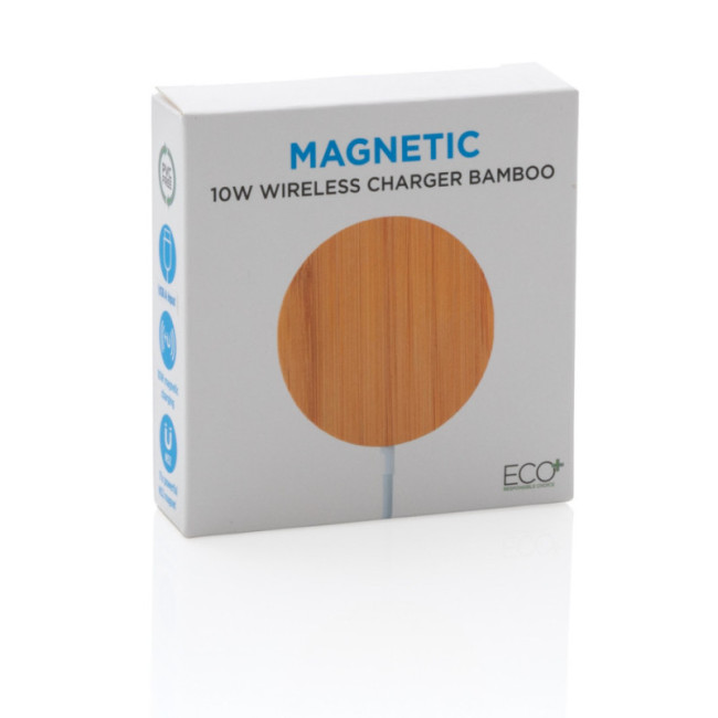Chargeur magnétique sans fil personnalisé en bambou 10W 