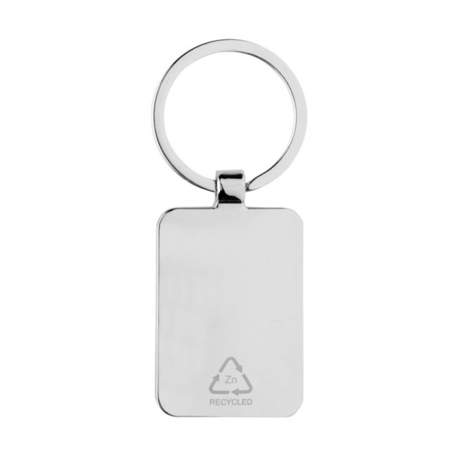 Porte-clés rectangulaire en alliage de zinc RCS et bambou 