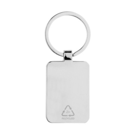 Porte-clés rectangulaire en alliage de zinc RCS et bambou 