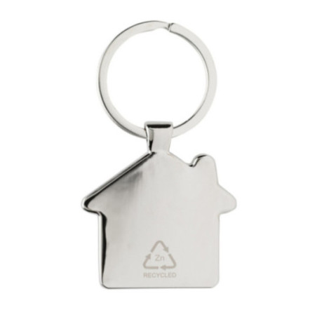 Porte-clés maison en alliage de zinc recyclé RCS et bambou 