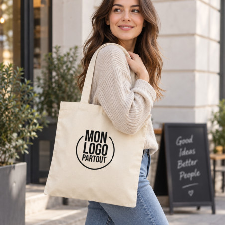 Sac Shopping Personnalisable Anses Longues Ecru 