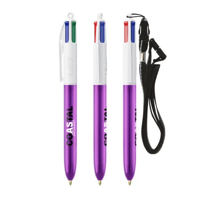 Stylo BIC ® 4 Couleurs Shine Lanyard 