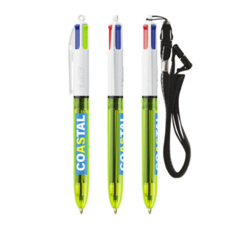 Stylo BIC ® 4 Couleurs Fluo Lanyard 