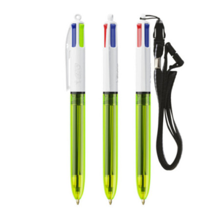 Stylo BIC ® 4 Couleurs Fluo Lanyard 