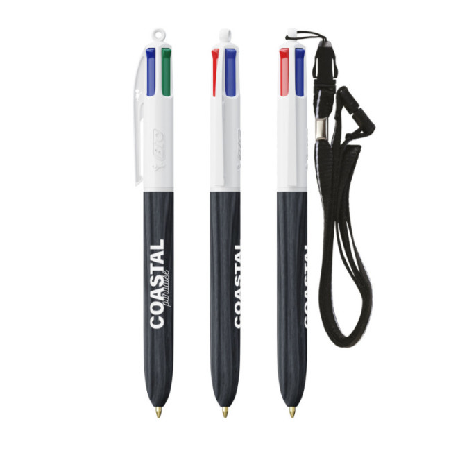 Stylo BIC ® 4 Couleurs Wood Style Lanyard 
