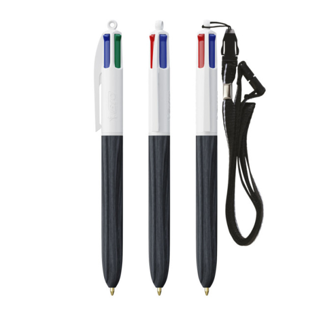 Stylo BIC ® 4 Couleurs Wood Style Lanyard 