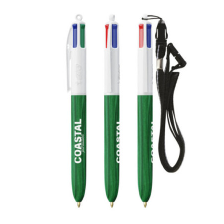Stylo BIC ® 4 Couleurs Wood Style Lanyard 
