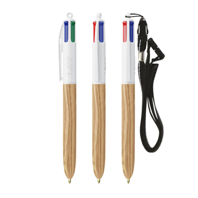 Stylo BIC ® 4 Couleurs Wood Style Lanyard 