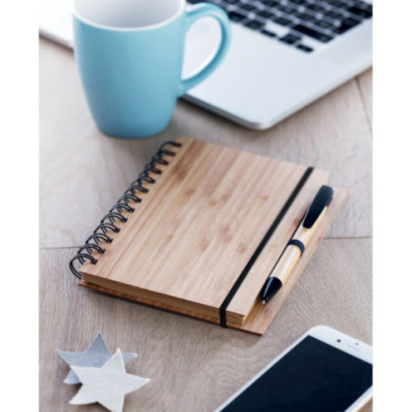 Carnet Publicitaire Spirale en Bambou 