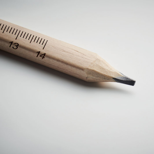Crayon de charpentier en bois avec règle 14 cm 