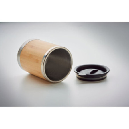 Gobelet en acier et bambou double paroi LOKKA 250 ml 