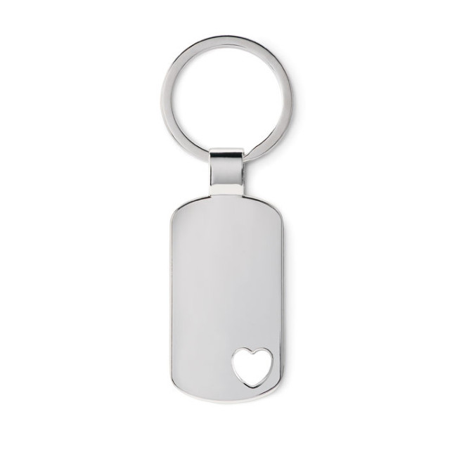 Porte-clés publicitaire métal motif coeur 