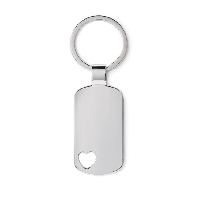 Porte-clés publicitaire métal motif coeur 