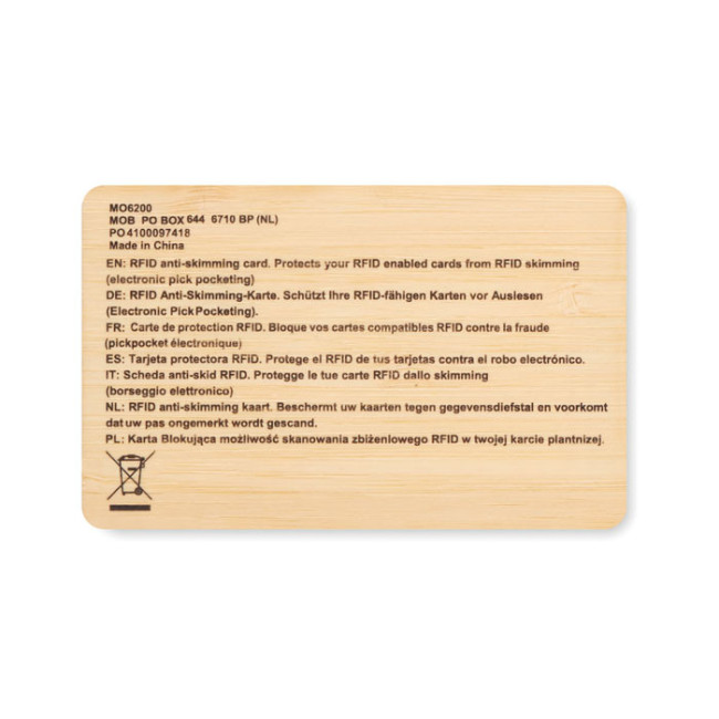Carte anti-RFID personnalisée bambou Custos 