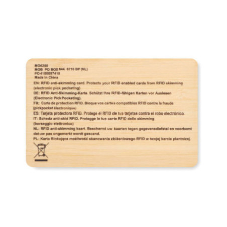 Carte anti-RFID personnalisée bambou Custos 