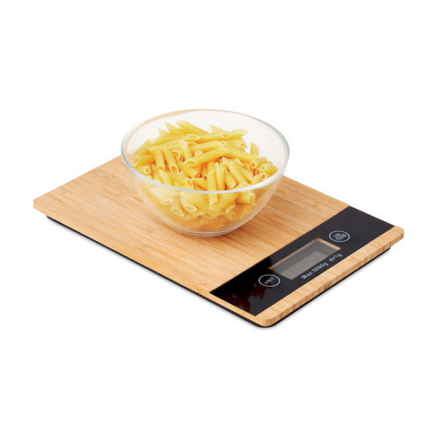 Balance de cuisine publicitaire en bambou Precise 
