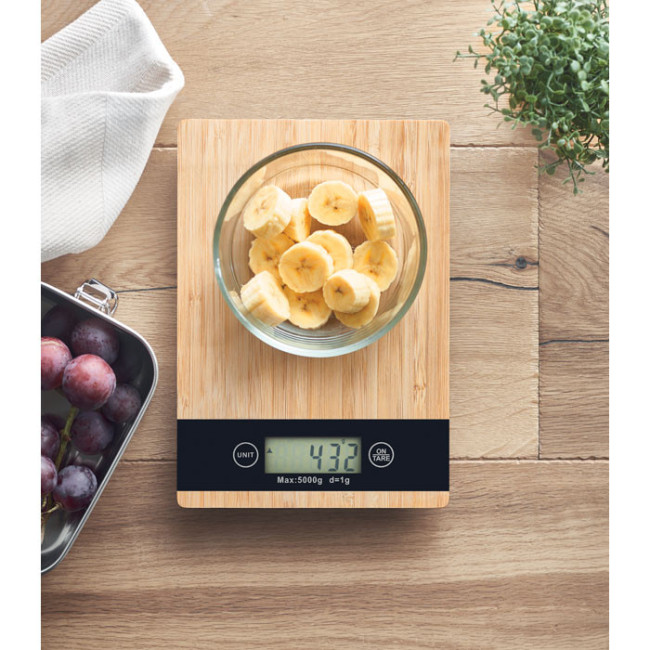 Balance de cuisine publicitaire en bambou Precise 