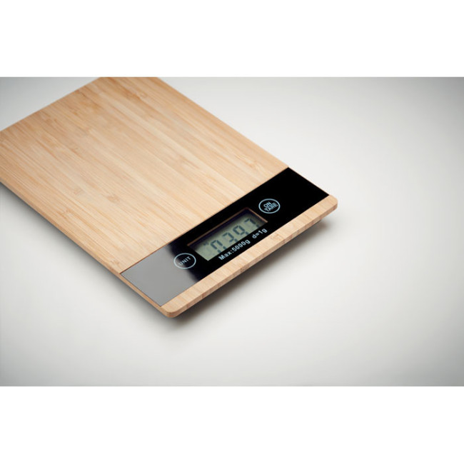 Balance de cuisine publicitaire en bambou Precise 