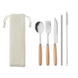 Set couverts inox et bois...