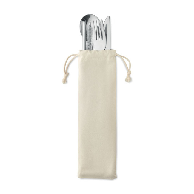 Set couverts inox et bois personnalisé Custa 