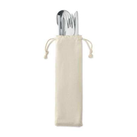 Set couverts inox et bois personnalisé Custa 