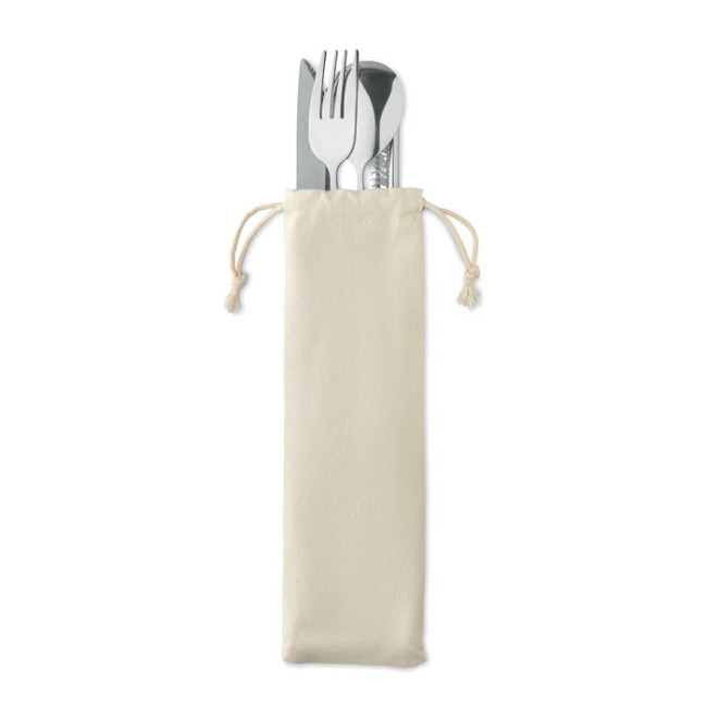 Set couverts inox et bois personnalisé Custa 