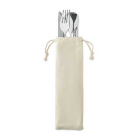Set couverts inox et bois personnalisé Custa 