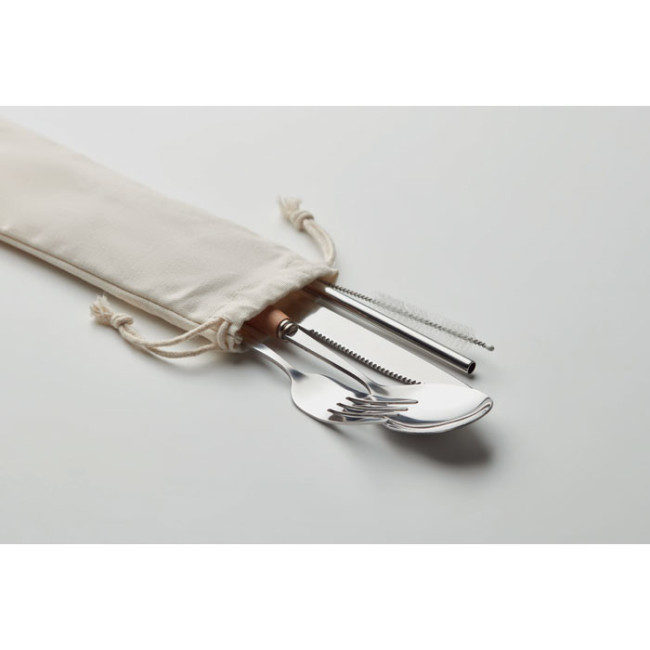 Set couverts inox et bois personnalisé Custa 
