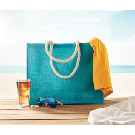 Sac de plage publicitaire en jute Aura 