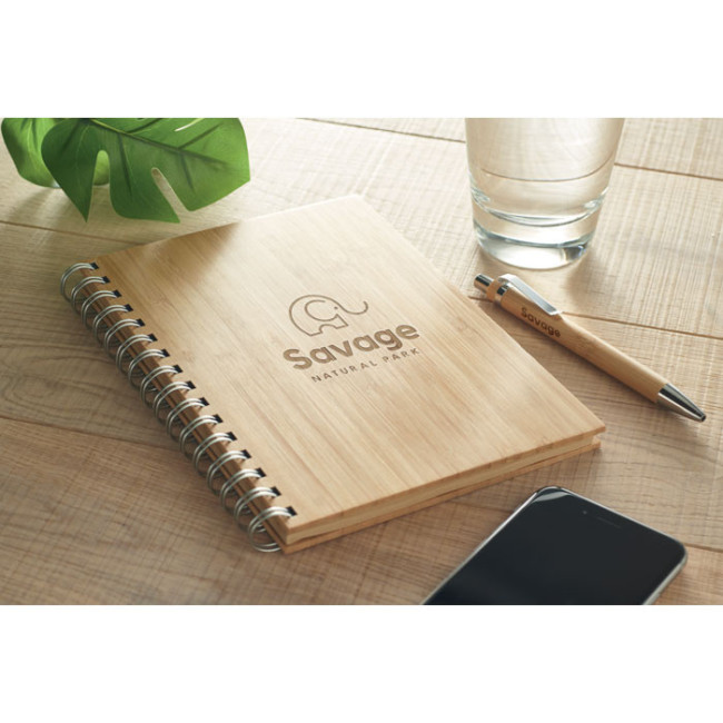Carnet A5 de notes publicitaire bambou Bram 