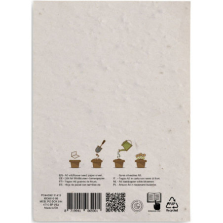 Feuille de papier recyclé à planter A6 Asido 