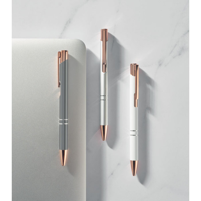 Stylo publicitaire en alu recyclé rose gold 
