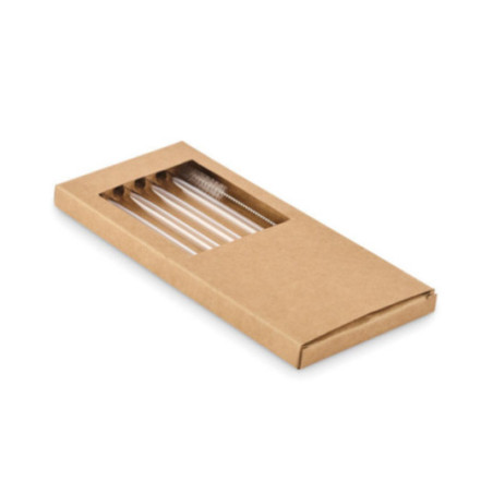 Set de 4 pailles réutilisables en verre Glaw 