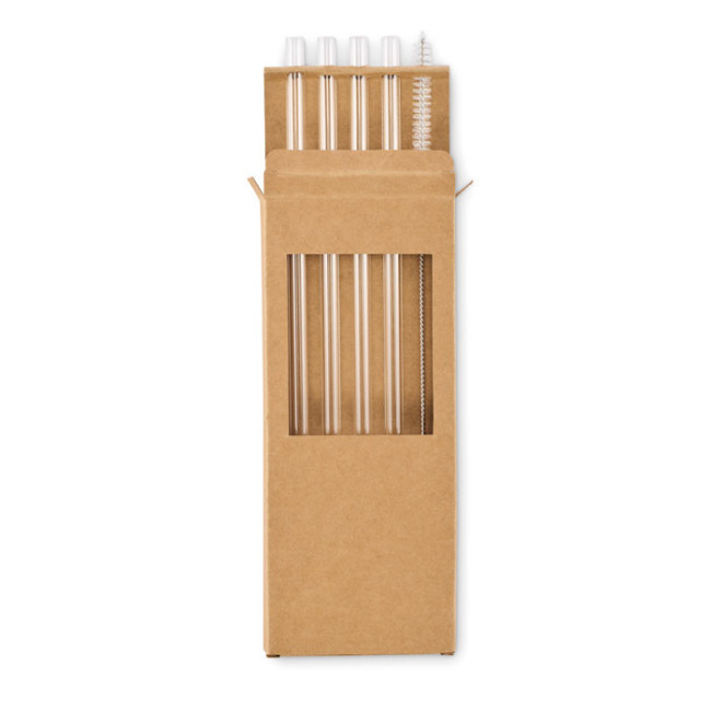 Set de 4 pailles réutilisables en verre Glaw 