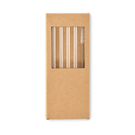Set de 4 pailles réutilisables en verre Glaw 