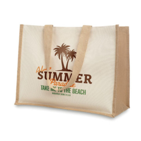 Sac de plage personnalisé en toile et jute Campo de Fiori 