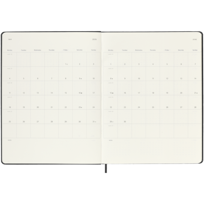 Agenda hebdomadaire 2026 Moleskine ® XL 